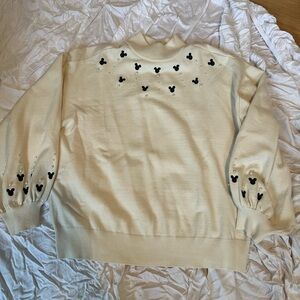 Mickey Mouse Cream Sweater with Black Accents